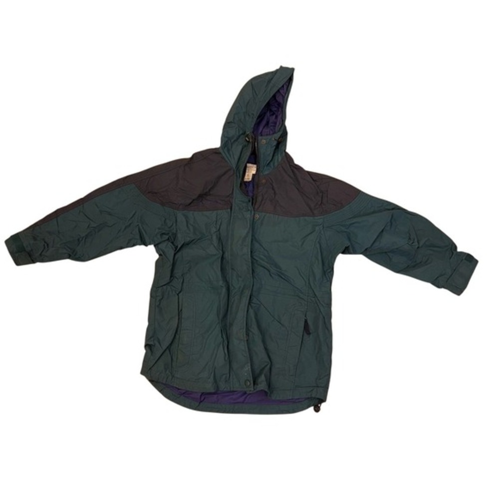 Vintage Columbia‎ Sportswear Women Small Teal Black Colorblock Hooded Parka